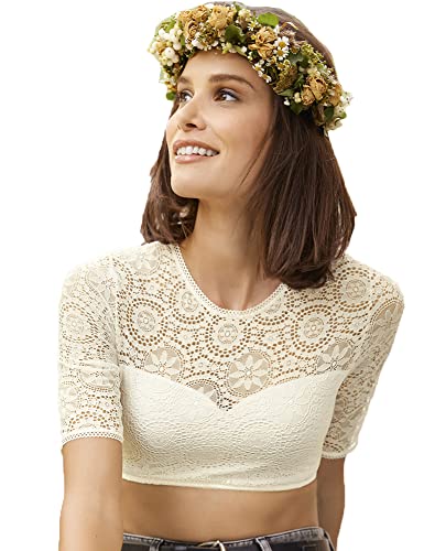 Nina von C. Halbarm Dirndlbluse Martha Traditionell 16463893 | Champagner (DE/NL/SE/PL, Numerisch, 50, Große Größen, Regular, Champagner) von Nina von C