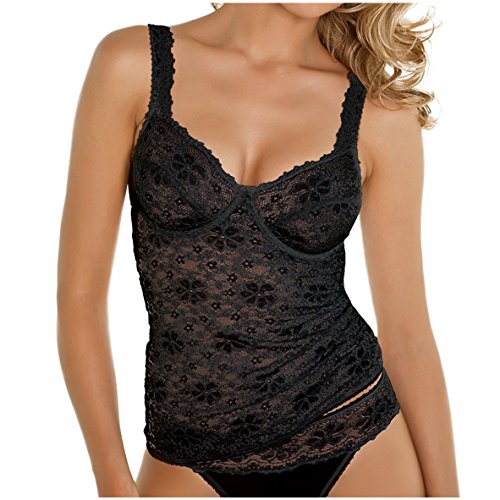 Nina von C. Millefleurs BH Hemd aus elastischer Blütenspitze Damen 90C Schwarz von Nina von C