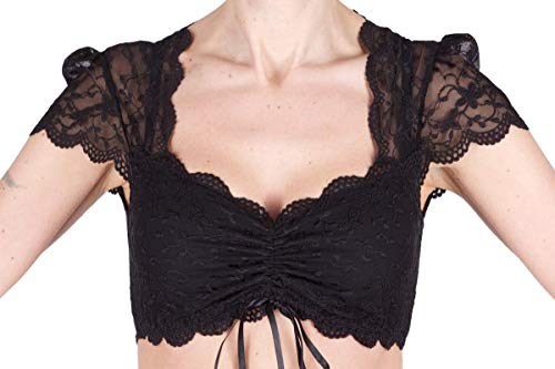 Nina von C. Dirndl-Bluse, Kurzarm Damen,32,Schwarz von Nina von C