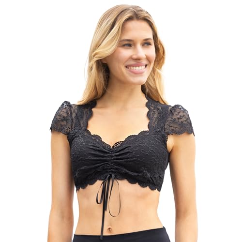 Nina von C. Dirndl-Bluse, Kurzarm Damen,42,Schwarz von Nina von C