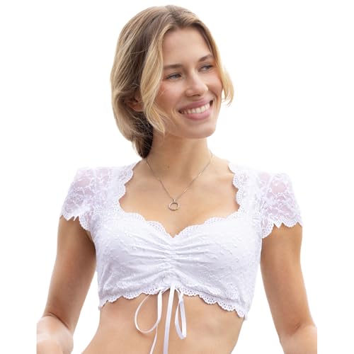 Nina von C. Dirndl-Bluse, Kurzarm Damen,32,Weiß von Nina von C