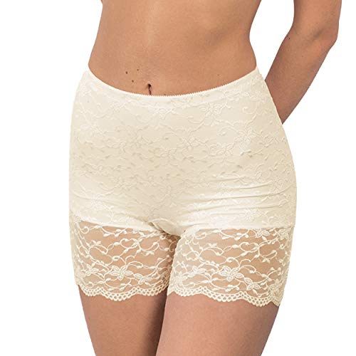 Nina von C. - Silver Edition - Damen - Long Panty - Slip - mit Stickereispitze (Champagner, 40) von Nina von C