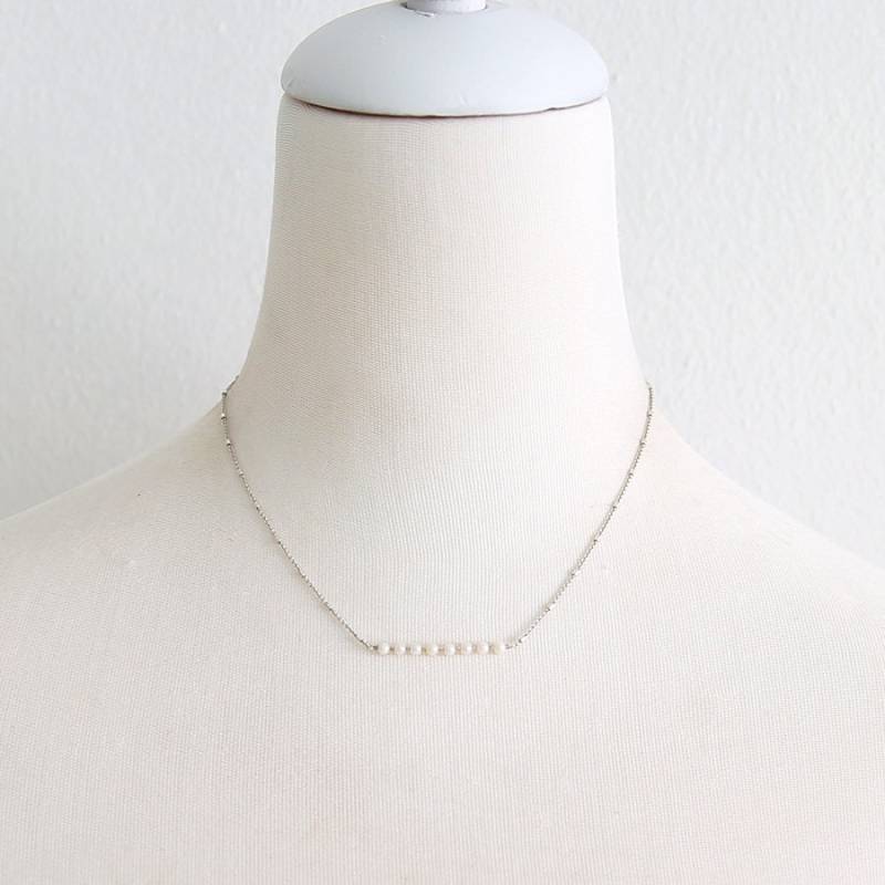 Bar Halskette Perlen-sterling Silber Bar Halskette Perlen-sterling Silber von NinaNovaDesign