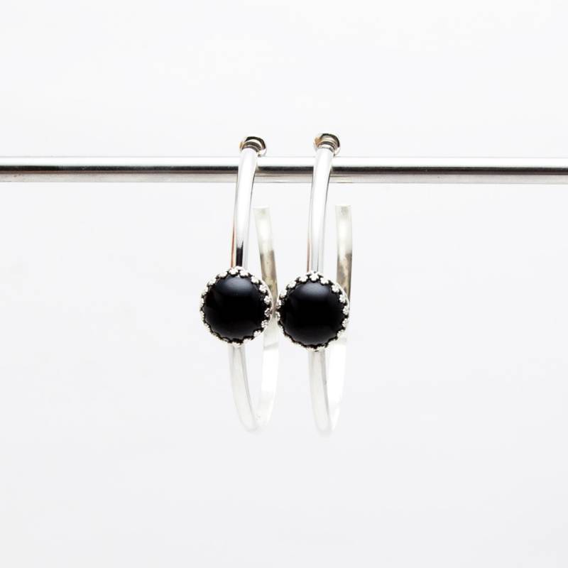 Onyx Hoops Sterling Ohrringe Onyx Hoops Sterling Ohrringe von NinaNovaDesign