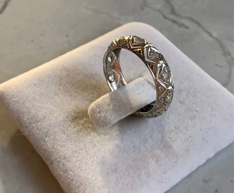 Vintage Platin Diamant Band - 1920Er Jahre Old Mine Cut von NinaRioJewelry