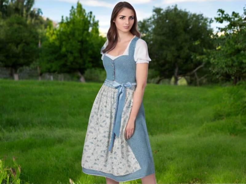 Dirndl Farida Gr. De 42 Blau/Himmelblaues Dirndlkleid Rocklänge 70 cm Begrenzte Premium Selection Muster Kleid Von Trachtenhans von NinaSchnaeppchenShop