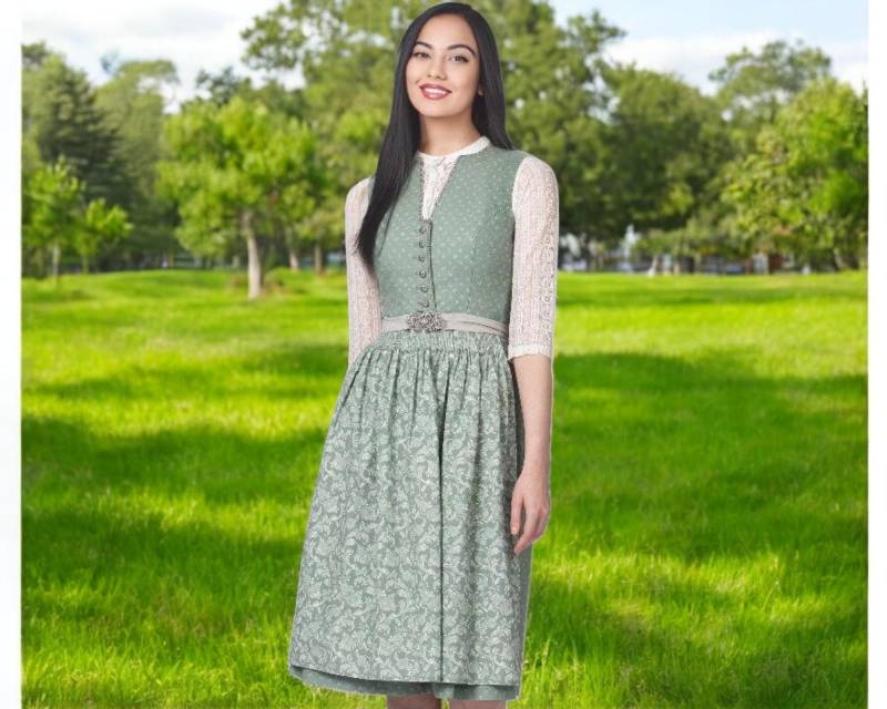 Dirndl Fenja Gr. De 34/Schilf Grün Dirndlkleid Rocklänge 70 cm Begrenzte Premium Selection Muster Kleid Von Trachtenhans von NinaSchnaeppchenShop