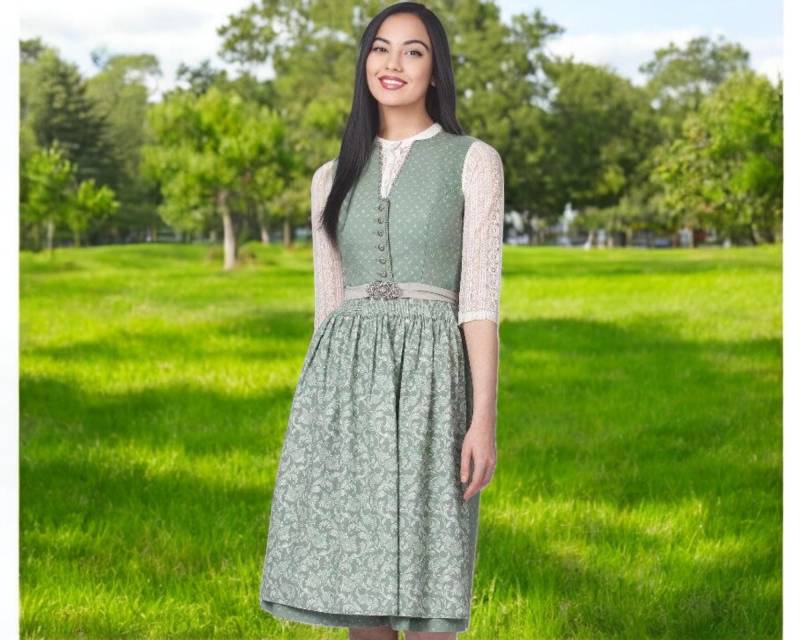 Dirndl Fenja Gr. De 40/Schilf Grün Dirndlkleid Rocklänge 70 cm Begrenzte Premium Selection Muster Kleid Von Trachtenhans von NinaSchnaeppchenShop