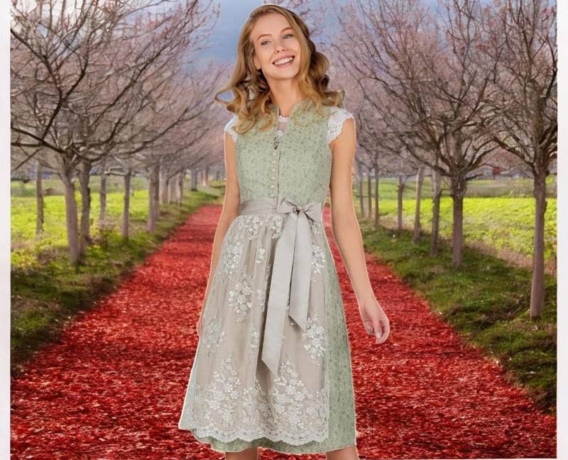 Dirndl Lou Gr. De 40/Grün - Grau Dirndlkleid Begrenzte Premium Selection Muster Kleid Von Trachtenhans von NinaSchnaeppchenShop