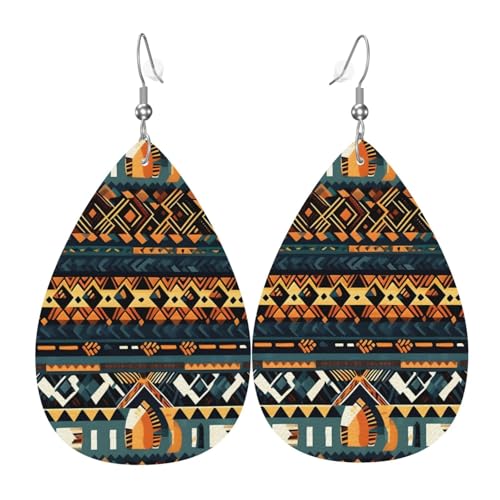 Afrikanische Tribal Ethnische Textur Leder Ohrring Paar Tropfen Kunstleder Ohrringe Set für Frauen Leichte Leder baumeln Tropfen Ohrringe von Ninainaid