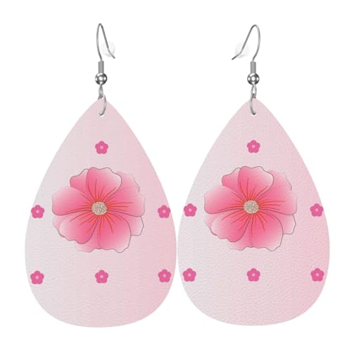 Blooming Carnations Leder-Ohrring-Paare in Tropfenform aus Kunstleder für Damen, leichtes Leder-Hängeohrringe. von Ninainaid