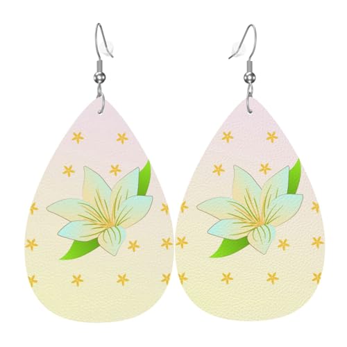 Blühende Narzissen-Leder-Ohrring-Paare in Tropfenform, Kunstleder-Ohrring-Set für Frauen, leichtes Leder, baumelnde Ohrringe. von Ninainaid