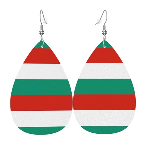 Bulgarische Flagge Leder Ohrring Paar Tropfen Kunstleder Ohrringe Set für Frauen Leichte Leder baumeln Tropfen Ohrringe von Ninainaid
