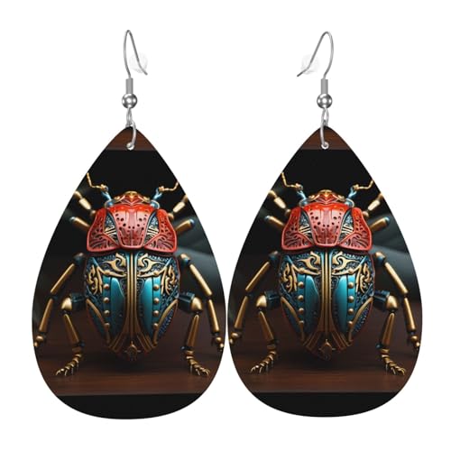 Bunte Käfer-Leder-Ohrring-Paare in Tropfenform, Kunstleder-Ohrring-Set für Damen, leichtes Leder, baumelnde Ohrringe. von Ninainaid