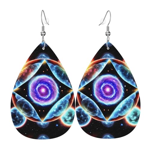Cosmic Stars Leder-Ohrring-Paare Tropfenform Kunstleder Ohrringe Set für Frauen Leichte Leder baumeln Tropfen Ohrringe von Ninainaid