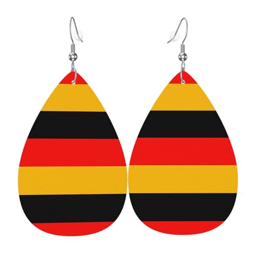 Deutschlandflagge, Leder-Ohrring-Paar, Tropfenform, Kunstleder-Ohrring-Set für Damen, leichtes Leder, baumelnde Ohrringe. von Ninainaid