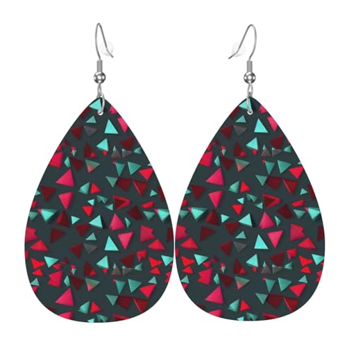 Dreiecksmuster, Leder-Ohrring-Paare, Tropfenform, Kunstleder-Ohrring-Set für Frauen, leichtes Leder, baumelnde Ohrringe. von Ninainaid