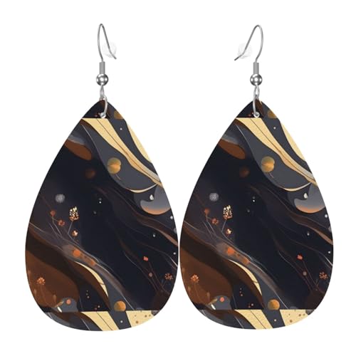 Dunkle mittelgroße Leder-Ohrring-Paare in Tropfenform, Kunstleder-Ohrring-Set für Frauen, leichtes Leder, baumelnde Ohrringe. von Ninainaid