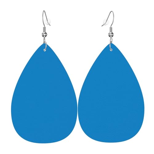Einfarbige, blaue Leder-Ohrring-Paare in Tropfenform, Kunstleder-Ohrring-Set für Damen, leichtes Leder, baumelnde Ohrringe. von Ninainaid