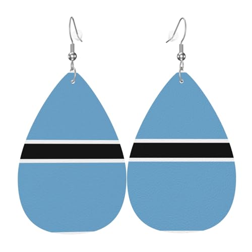Flag of Botswana Leder-Ohrring-Paare Tropfenform Kunstleder Ohrringe Set für Frauen leichte Leder baumeln Tropfen Ohrringe von Ninainaid