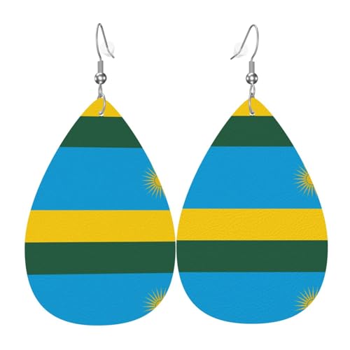 Flagge Ruandas Leder-Ohrring-Paare Teardrop Kunstleder Ohrringe Set für Frauen Leichte Leder baumeln Tropfen Ohrringe von Ninainaid