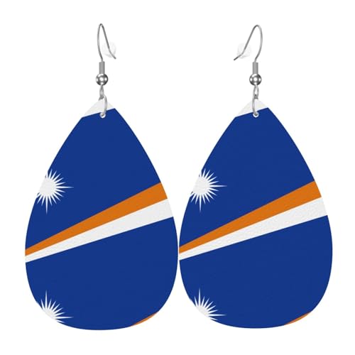 Flagge der Marshallinseln Leder-Ohrring-Paare Teardrop Kunstleder Ohrringe Set für Frauen leichte Leder baumeln Tropfen Ohrringe von Ninainaid