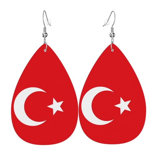Flagge der Türkei Leder-Ohrring-Paare Teardrop Kunstleder Ohrringe Set für Frauen leichte Leder baumeln Tropfen Ohrringe von Ninainaid