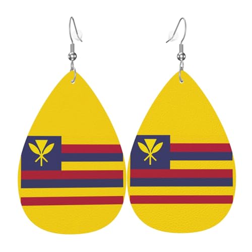 Flagge des Königreichs Hawaii Leder-Ohrring-Paare Teardrop Kunstleder Ohrringe Set für Frauen Leichte Leder baumeln Tropfen Ohrringe von Ninainaid