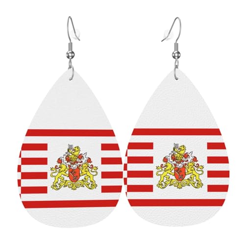 Flagge des Senats von Bremen Lederohrring-Paare Teardrop Kunstleder Ohrringe Set für Frauen Leichte Leder Dangle Drop Ohrringe von Ninainaid