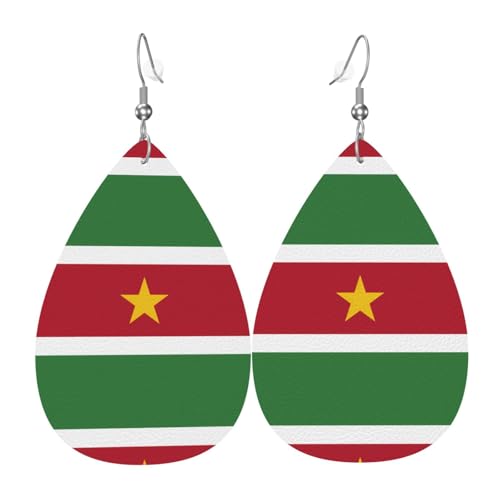 Flagge von Suriname Leder Ohrring Paar Tropfen Kunstleder Ohrringe Set für Frauen Leichte Leder baumeln Tropfen Ohrringe von Ninainaid