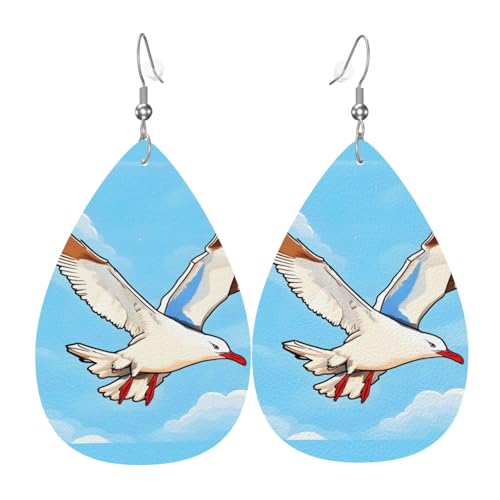 Flying Seagulls Leder-Ohrring-Paare Teardrop Kunstleder Ohrringe Set für Frauen Leichte Leder Dangle Drop Ohrringe von Ninainaid