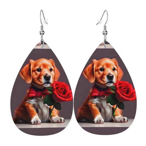 Gentleman-ähnliche Hunde-Leder-Ohrringe-Paare in Tropfenform aus Kunstleder für Frauen, leichtes Leder, baumelnde Ohrringe. von Ninainaid