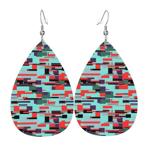 Gestreifte Kombination Leder Ohrringe Paar Tropfen Kunstleder Ohrringe Set für Frauen Leichte Leder baumeln Tropfen Ohrringe von Ninainaid