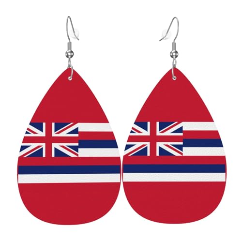 Hawaii-Flaggen-Leder-Ohrring-Paare, Tropfenform, Kunstleder-Ohrring-Set für Frauen, leichtes Leder, baumelnde Ohrringe. von Ninainaid