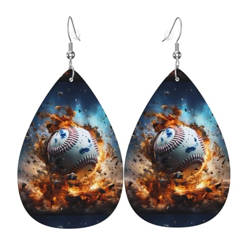 Hot Baseball Leder Ohrringe Paar Teardrop Kunstleder Ohrringe Set für Frauen Leichte Leder baumeln Tropfen Ohrringe von Ninainaid