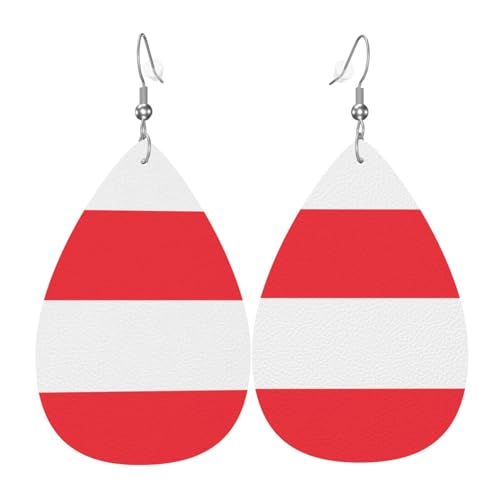 Indonesische Flagge, Leder-Ohrring-Paare, Tropfenform, Kunstleder-Ohrring-Set für Frauen, leichtes Leder, baumelnde Ohrringe. von Ninainaid