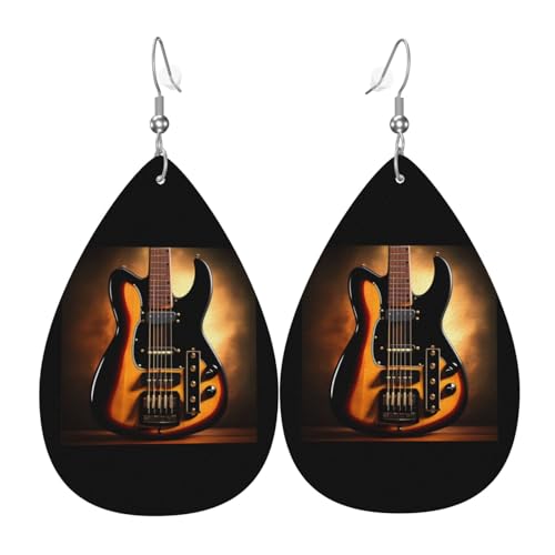 Instrumental-Gitarren-Leder-Ohrring-Paare in Tropfenform, Kunstleder-Ohrring-Set für Frauen, leichtes Leder, baumelnde Ohrringe. von Ninainaid