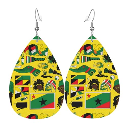 Jamaican Elements Leder-Ohrring-Paare in Tropfenform aus Kunstleder für Frauen, leichtes Leder, baumelnde Ohrringe. von Ninainaid
