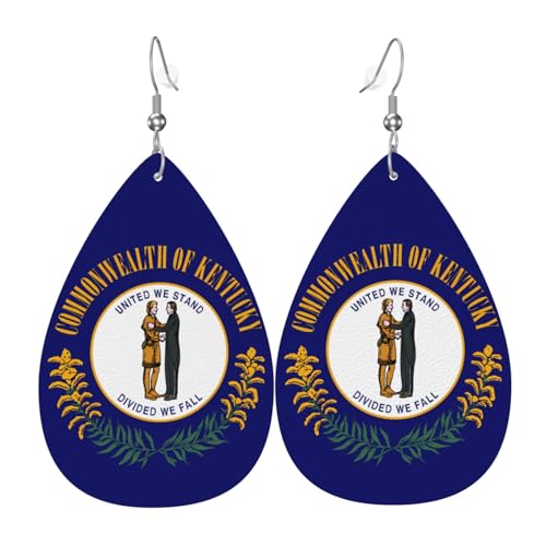 Kentucky State Flag Leder Ohrringe Paar Tropfenform Kunstleder Ohrringe Set für Frauen Leichte Leder Dangle Drop Ohrringe von Ninainaid