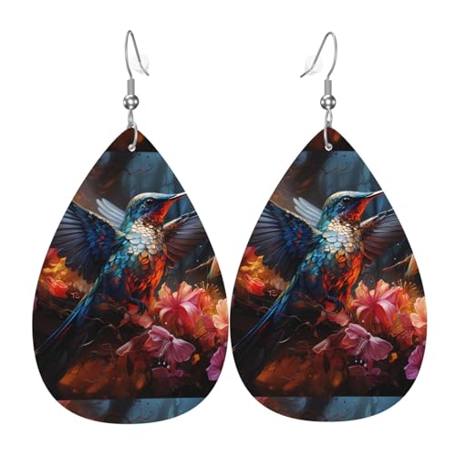Kolibri-Leder-Ohrring-Paare in Tropfenform aus Kunstleder für Damen, leichtes Leder-Ohrringe. von Ninainaid