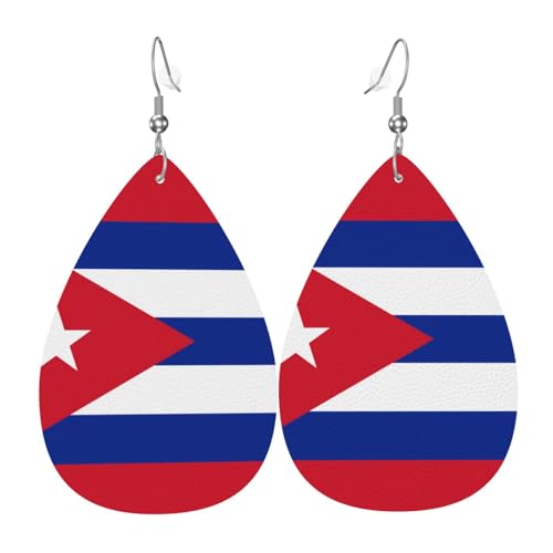 Kubanische Flagge, Leder-Ohrring-Paare, Tropfenform, Kunstleder-Ohrring-Set für Frauen, leichtes Leder, baumelnde Ohrringe. von Ninainaid
