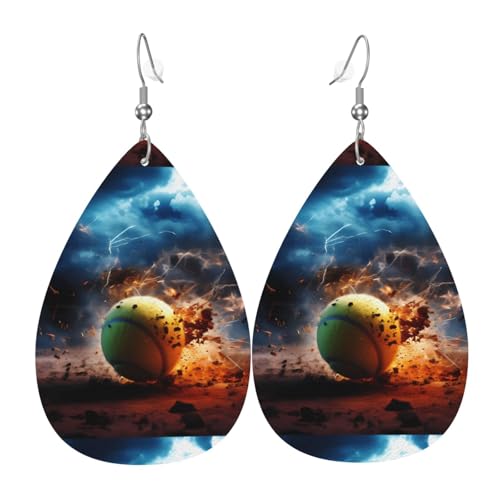 Lightning-Tennis-Leder-Ohrring-Paare in Tropfenform, Kunstleder-Ohrring-Set für Frauen, leichtes Leder, baumelnde Ohrringe. von Ninainaid