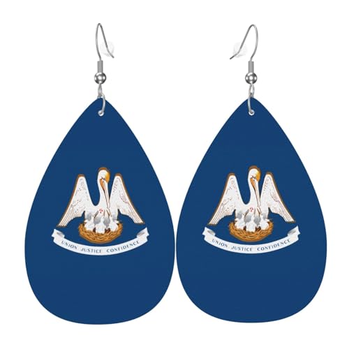 Louisiana State Flag Leder-Ohrring-Paare Teardrop Kunstleder Ohrringe Set für Frauen Leichte Leder Dangle Drop Ohrringe von Ninainaid