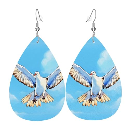 Möwen im Flug Leder-Ohrring-Paare Teardrop Kunstleder Ohrringe Set für Frauen leichte Leder baumeln Tropfen Ohrringe von Ninainaid
