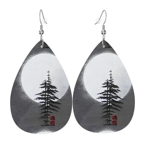 Mondkieferbaum-Leder-Ohrring-Paare in Tropfenform, Kunstleder-Ohrring-Set für Frauen, leichtes Leder, baumelnde Tropfenohrringe. von Ninainaid