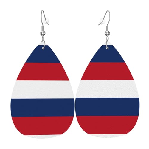 Niederländische Flagge, Leder-Ohrring-Paar, Tropfenform, Kunstleder-Ohrring-Set für Frauen, leichtes Leder, baumelnde Ohrringe. von Ninainaid