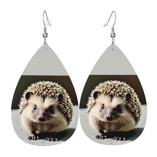 Niedliche Igel-Leder-Ohrring-Paare in Tropfenform, Kunstleder-Ohrring-Set für Frauen, leichtes Leder, baumelnde Ohrringe. von Ninainaid
