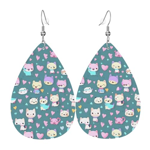 Niedliche kleine Fuchs-Leder-Ohrring-Paare in Tropfenform, Kunstleder-Ohrring-Set für Frauen, leichtes Leder, baumelnde Ohrringe. von Ninainaid