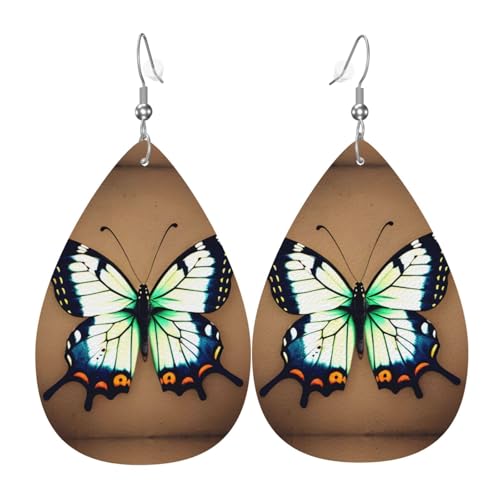 Niedliche kleine Schmetterlings-Leder-Ohrringe-Paare in Tropfenform aus Kunstleder für Frauen, leichtes Leder-Hängeohrringe. von Ninainaid
