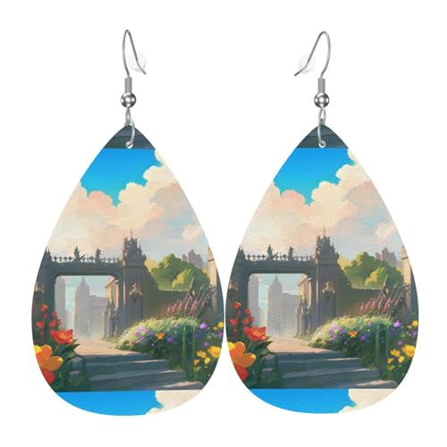 Outside the Castle Gate Leder-Ohrring-Paare in Tropfenform, Kunstleder-Ohrring-Set für Frauen, leichtes Leder, baumelnde Ohrringe. von Ninainaid